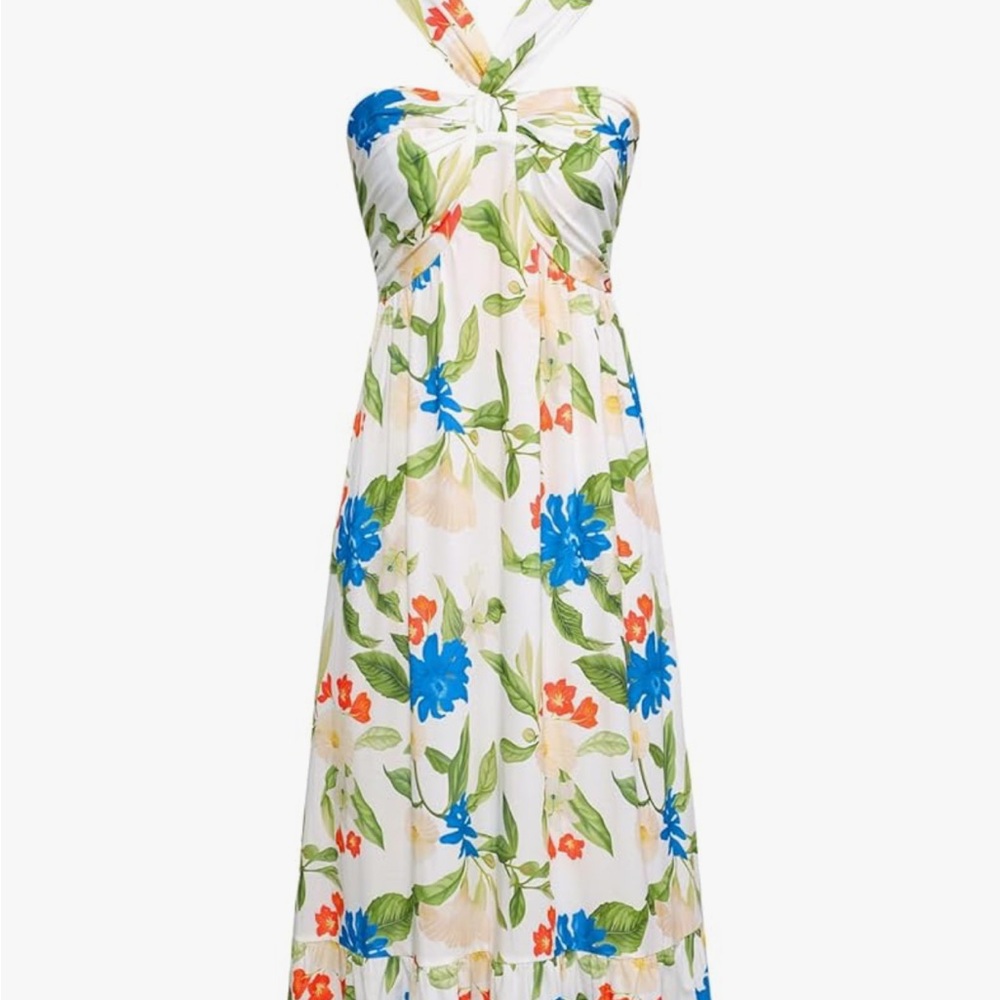 Grace Karin Strapless Floral Dress - Blue, Green, Orange